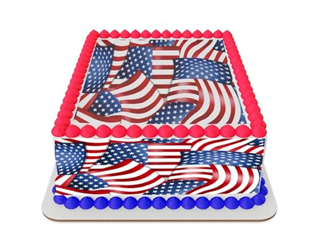 American Flag Collage Edible Icing Sheet cake topper for 1/4 Sheet cake or larger